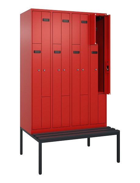 C+P Z-Spind Evolo PLUS, 8 Fächer, 2120x1200x815mm, 3020/3020, Zylinderschloss, Material Sitzfläche Kunststoff, Sitzbank, 0490537-408 S10106