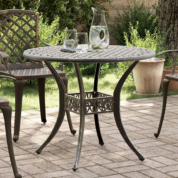 vidaXL Gartentisch Bronzen Ø90x75 cm Aluminiumguss, 4002807