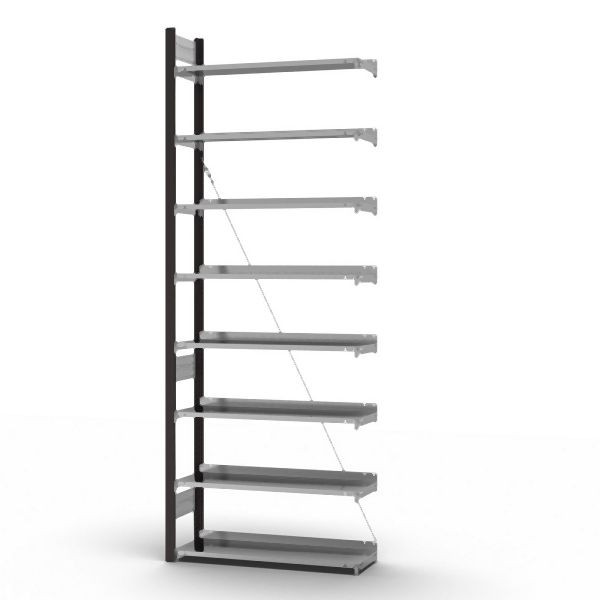 hofe Anbauregal, zerlegt, 8 Böden 2700 x 300 x 1000 mm, verzinkt Stützprofile - anthrazitgrau/RAL 7016, HAA27310EX
