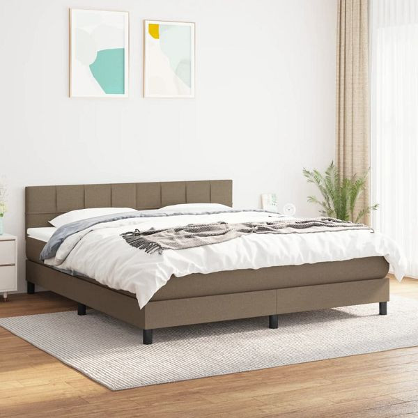 vidaXL Boxspringbett mit Matratze Taupe 160x200 cm Stoff, 3140069