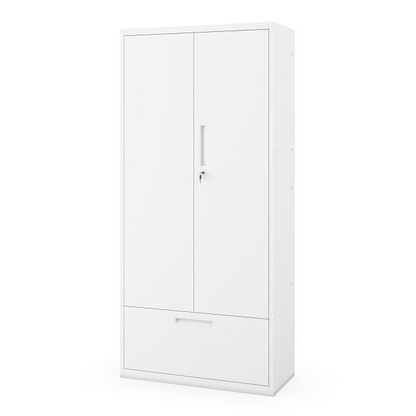 Jan Nowak Modularer multifunktionaler Metallschrank mit hoher Schublade MEGAN 1950 x 900 x 400 mm, Weiß, 2327