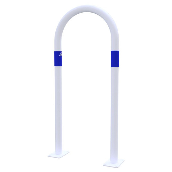 STEIN HGS Absperrbügel zum Aufdübeln aus Stahlrohr Ø 48 mm, Breite 460 mm, weiß, weiß,blau, 80469.0007