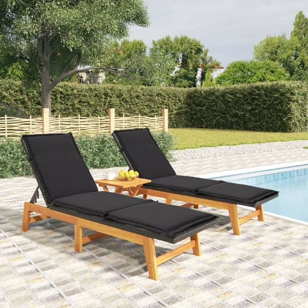vidaXL 3-teilig Garten-Lounge-Set Poly Rattan & Massivholz Akazie, 3154401