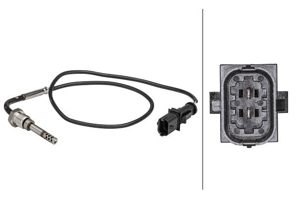 HELLA Sensor, Abgastemperatur, 2-polig, geschraubt, Kabel: 530mm, 6PT 358 181-251