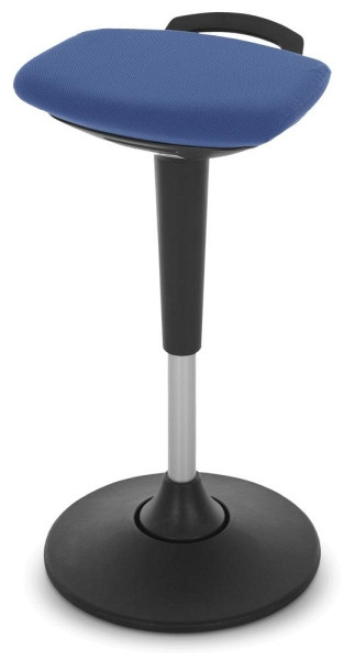 Deskin Stehhilfe SINA AL, Teller Standfuß schwarz, Säule alusilber/schwarz, Stoff Basic BB, blau, 294106