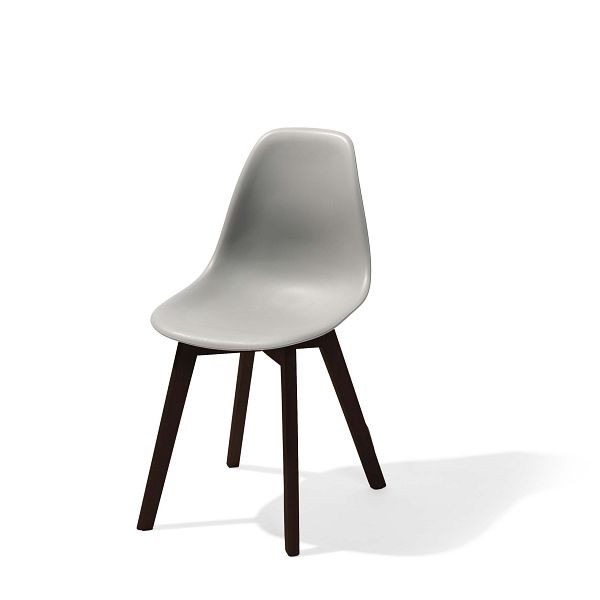 VEBA Keeve Stapelstuhl grau ohne Armlehne, dunkles Birkenholz Gestell und Kunststoff Sitzfläche, 47 x 53 x 83 cm (BxTxH), 505FD01SG