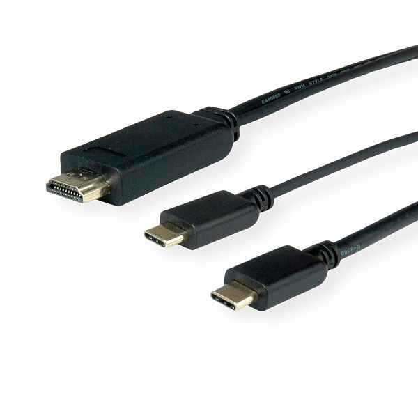 ROLINE USB Typ C - HDMI + USB C Adapterkabel, ST/ST, 1 m, 11.04.5952