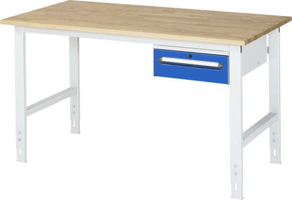 RAU Komplettmodell-02 Arbeitstisch Tom, B750xT1000xH760-1080mm, Buche-Massiv-Platte-25mm, 06-625B10-07-KM02.11