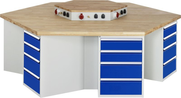 RAU Gruppenwerkbank 4000 - Modell 498, B2700 x T2340 x H900 mm, mit Energieaufsatz, 03-498-135B5M-EA1.11