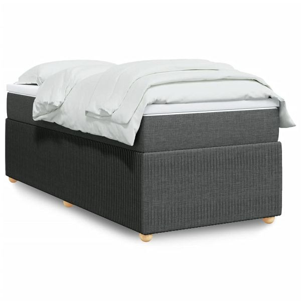 vidaXL Boxspringbett mit Matratze Dunkelgrau 90x190 cm Stoff, 3285533