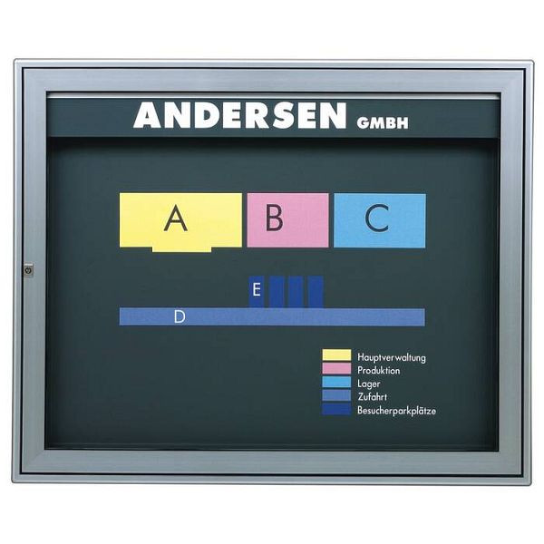 Stein HGS Schaukasten -Infomedia M- mit Sicherheitsschloss, weiß, silber eloxiert, 320mm/270mm, Maße (BxH): 1350 x 1090 mm, 21404-010401