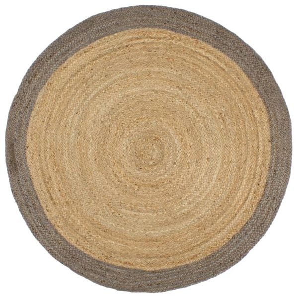vidaXL Teppich Handgefertigt Jute mit Grauem Rand 240 cm, 343604
