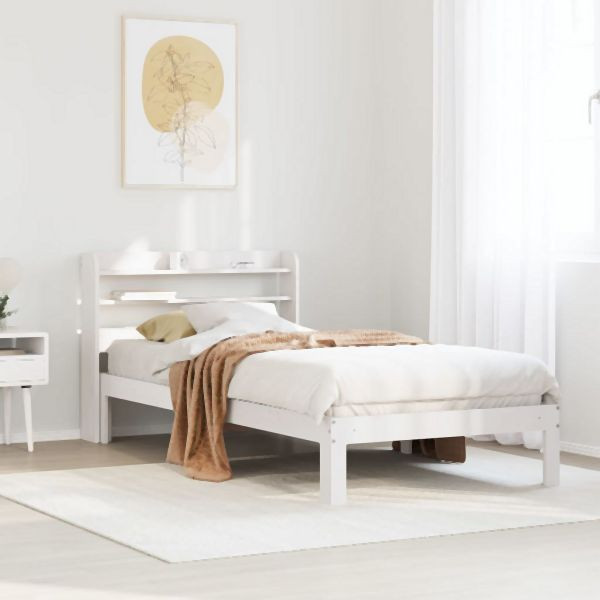 vidaXL Bettgestell mit Kopfteil ohne Matratze Weiß 90x200 cm, 3306783