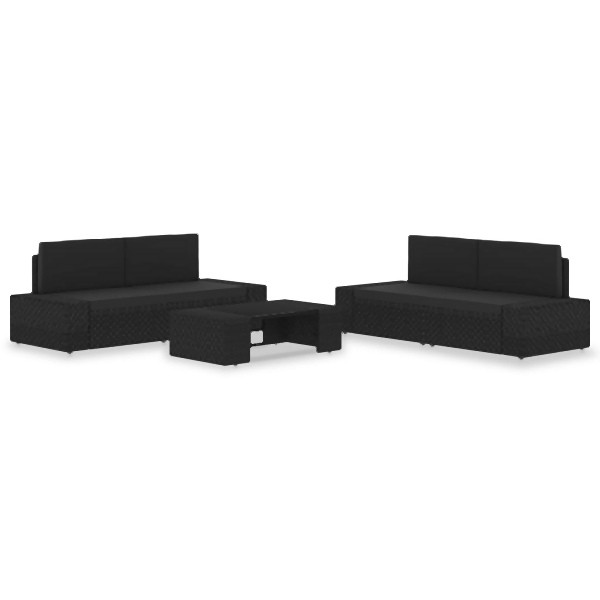 vidaXL 5-tlg. Garten-Lounge-Set Poly Rattan Schwarz, 3054575