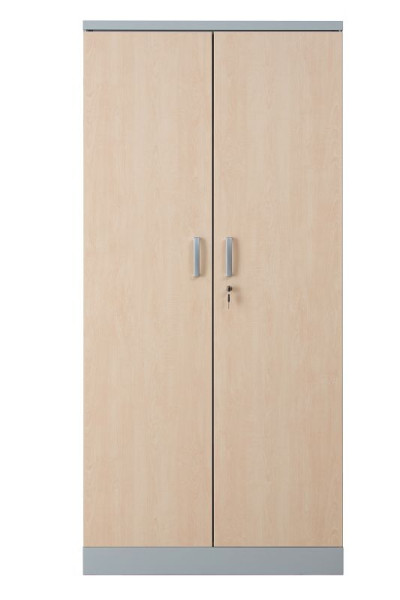 Gürkan Flügeltürenschrank, 42 x 92 x 195 cm, Lichtgrau, Ahorn, Fachboden Stück 4, FLC/WD.19, 100112