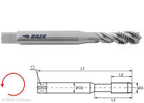 BAER HSSE Maschinengewindebohrer 35° LSP - M 10 x 1,5 - LINKS - DIN 371, 110602006