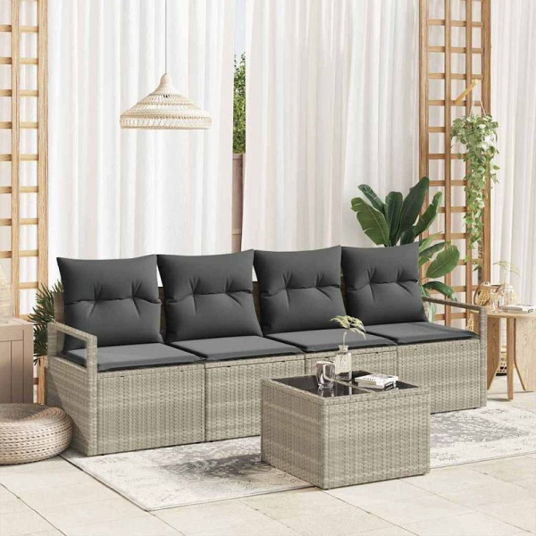 vidaXL Garten-Sofa-Set, 5er Set, Hellgrau, Dunkelgrau 55 x 55 x 37 cm, 3354921