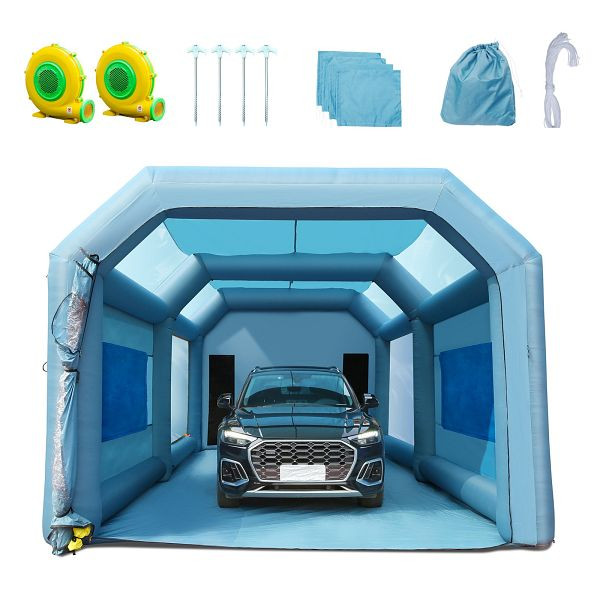 VEVOR Tragbares Aufblasbares Farbzelt 7,3 x 3,8 x 2,8 m, DIY Sprühmalerei 750 + 960 W, Sprühschutz Farbkabine, CQSPQFLSS2816PT98V2