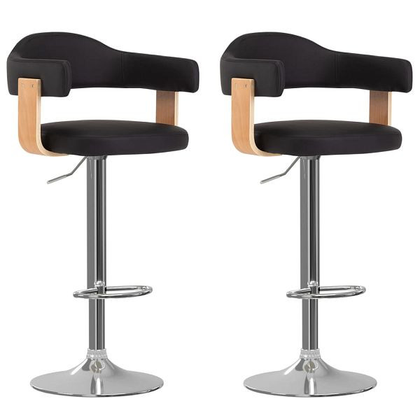 vidaXL Barhocker 2 Stück Schwarz Bugholz und Kunstleder, 327336