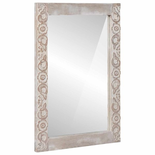vidaXL Badezimmer Spiegel Weiß 70 x 50 x 2,5 cm Massivholz Mango, 4018399