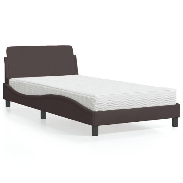 vidaXL Bett mit Matratze Dunkelbraun 100x200 cm Stoff, 3208347