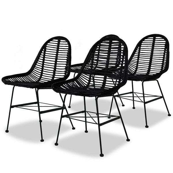 vidaXL Esszimmerstühle 4 Stück Natur Rattan Schwarz, 244572