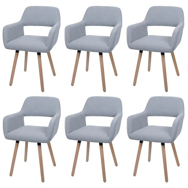 Mendler 6er-Set Esszimmerstuhl HWC-A50 II, Stuhl Küchenstuhl Polsterstuhl, Holz Stoff/Textil Cord (400g/m²) FSC®, hellgrau, 6x108879