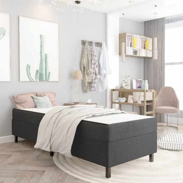 vidaXL Boxspringbett Dunkelgrau Stoff 100x200 cm, 3054722