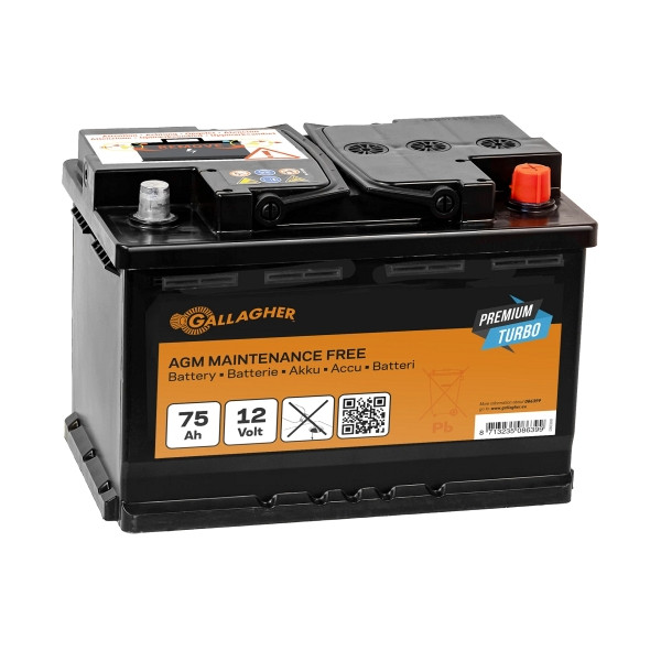 Gallagher Weidezaunakku 12V/75Ah Premium Turbo AGM - 278x175x190, 086399