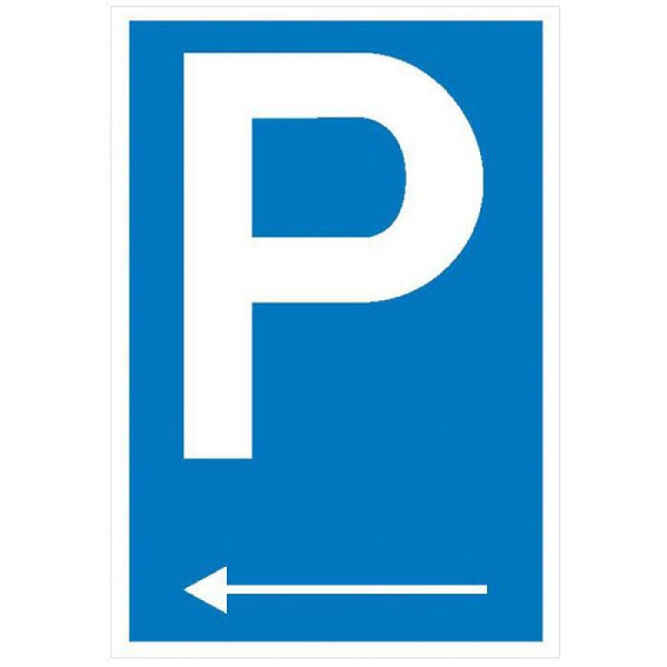 Stein HGS Parkplatzschild mit Richtungspfeil links, 400 mm, 600 mm, Alu, 2 mm, 52.5793