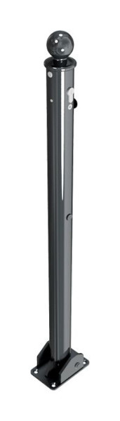 Schake Absperr-Stilpfosten Serie 465B Ø 60 mm, umlegbar, selbsteinrastende Verriegelung, für Dübel Befestigung, Profilzylinderschloss, 465UZB