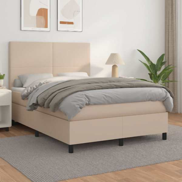 vidaXL Boxspringbett Matratze Cappuccino-Braun 140x200cm Kunstleder, 3142730
