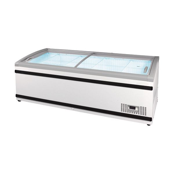Vaiotec TOPLINE Tiefkühltruhe 900 mit Glasschiebedeckel, Weiß, LED, Breite: 2200 mm, 11647