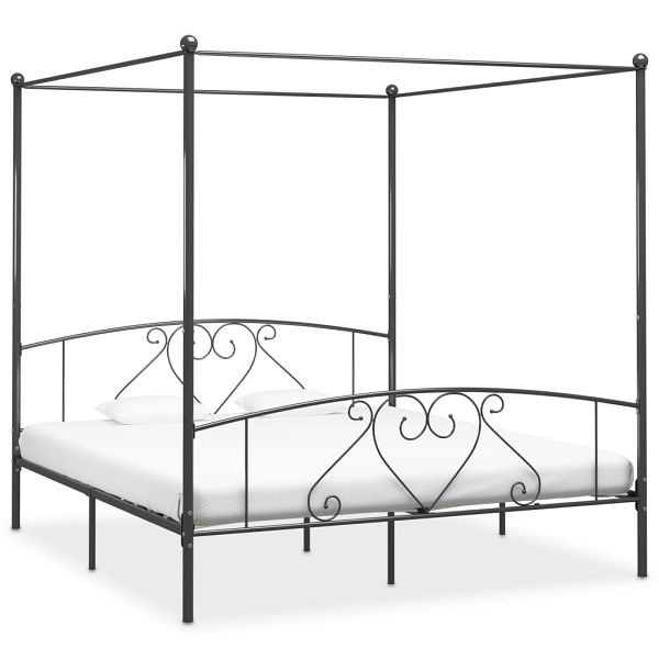 vidaXL Himmelbett-Gestell Grau Metall 200 x 200 cm, 284446