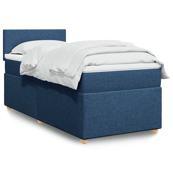 vidaXL Boxspringbett mit Matratze Blau 90x190 cm Stoff, 3286534