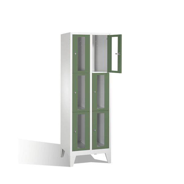 C+P Schließfachschrank Classic, H1850xB610xT500mm, Farbe: Lichtgrau / Resedagrün, 8010A203 S10004