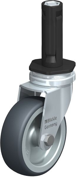 Blickle LRA-TPA 75G-ER02 Apparate-Lenkrolle mit Expander, Thermoplastisches Gummi-Elastomer, Grau, 847182