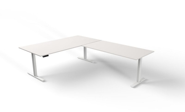 Kerkmann Sitz-/Stehtisch B 2000 x T 1000 mm mit Anbauelement, elektrisch höhenverstellbar von 720-1200 mm, Move 3, Farbe: Weiß, (Montage), 10383910-1