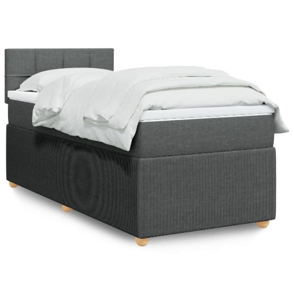 vidaXL Boxspringbett mit Matratze Dunkelgrau 80x200 cm Stoff, 3287284