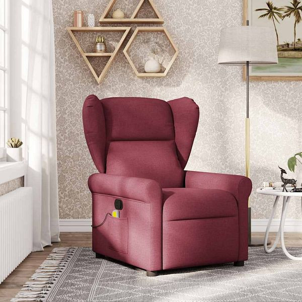 vidaXL Massagesessel Weinrot Stoff, 4015669, 8721158336750