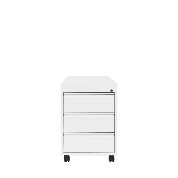 Lüllmann ClassiX Rollcontainer, Frontgriffleiste, 3 Schubladen, 626 x 400 x 590 mm, signalweiß, X-505157