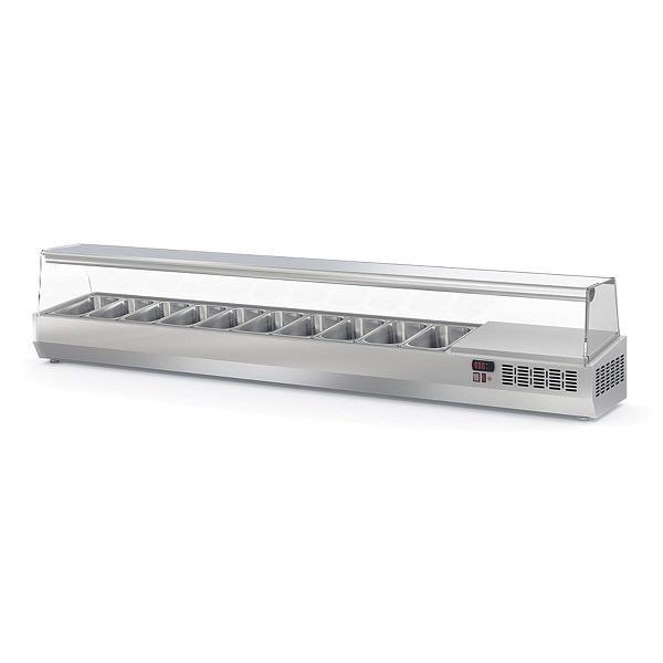 Vaiotec TOPLINE Kühlaufsatz mit Glasabdeckung 10xGN1/4, 2245 x 336 mm, 11882