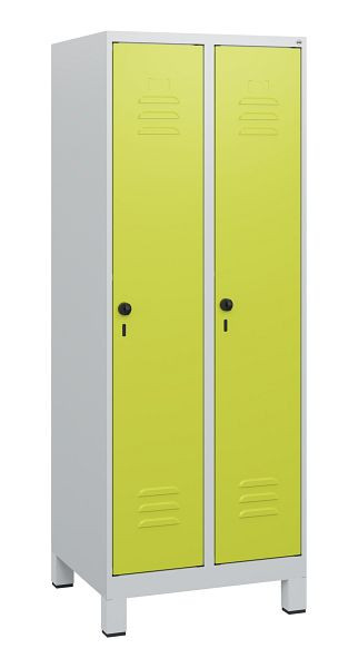 C+P Umkleidespind Classic PLUS, Füße, 2 Abteile, 1630x600x500mm, 7035/0024, Drehriegel, 0800105-20 S10010