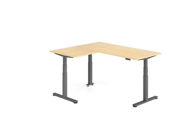 Hammerbacher Sitz-Steh-Winkeltisch 160x180cm Ahorn/Graphit, VXDSMW1908/3/G