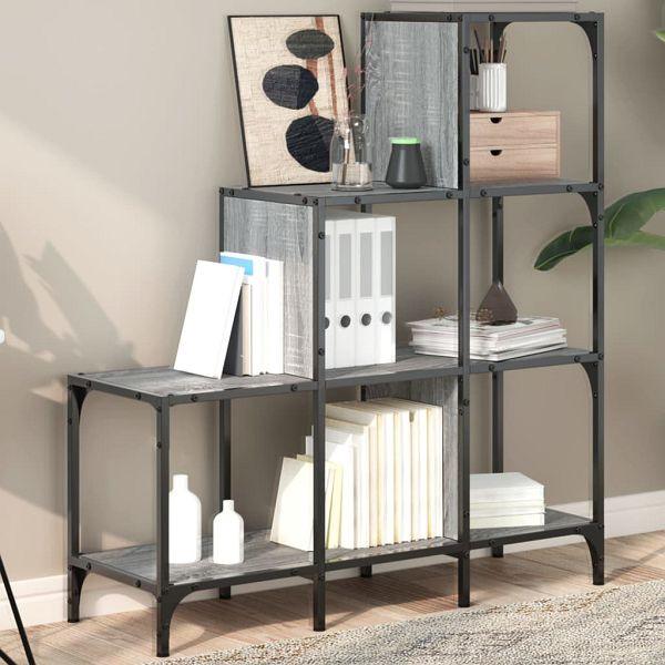 vidaXL Bücherregal Grau Sonoma 92x30x102 cm Holzwerkstoff und Metall, 845439