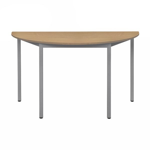 Bisley Mehrzwecktisch, Halbrund, Breite 1400 mm, Tiefe 700 mm, 19mm Tischstärke, 399 chrom x BC buche, MTH1407BC399