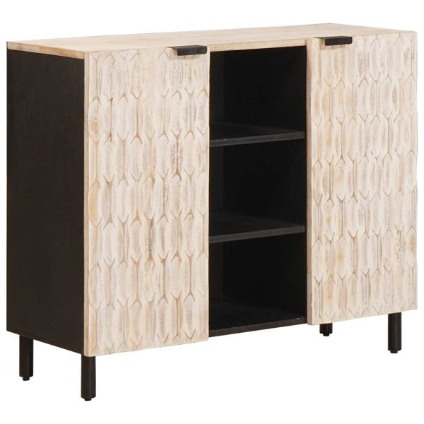 vidaXL Sideboard mit Tür Weiße gewaschene Oberfläche 90 x 33,5 x 75 cm, 4017892