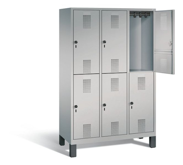 C+P Spind doppelstöckig Evolo, H1850xB1200xT500mm, Farbe: Weißaluminium, 48310-32 S10214