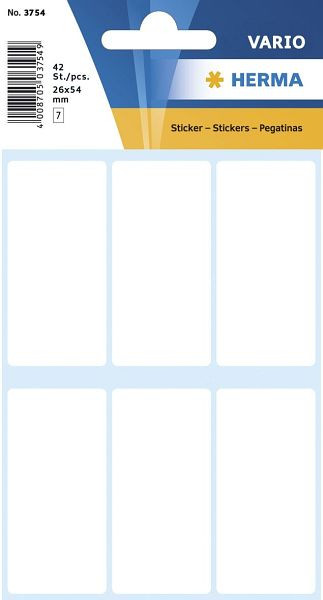 HERMA 3754 Vielzwecketiketten weiß 26x54 mm Papier matt 42 St., VE: 10 Stück, 3754