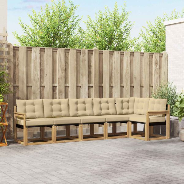 vidaXL Outdoor-Sofagarnitur mit Kissen 6-teilig Weiß und Beige, 3389519